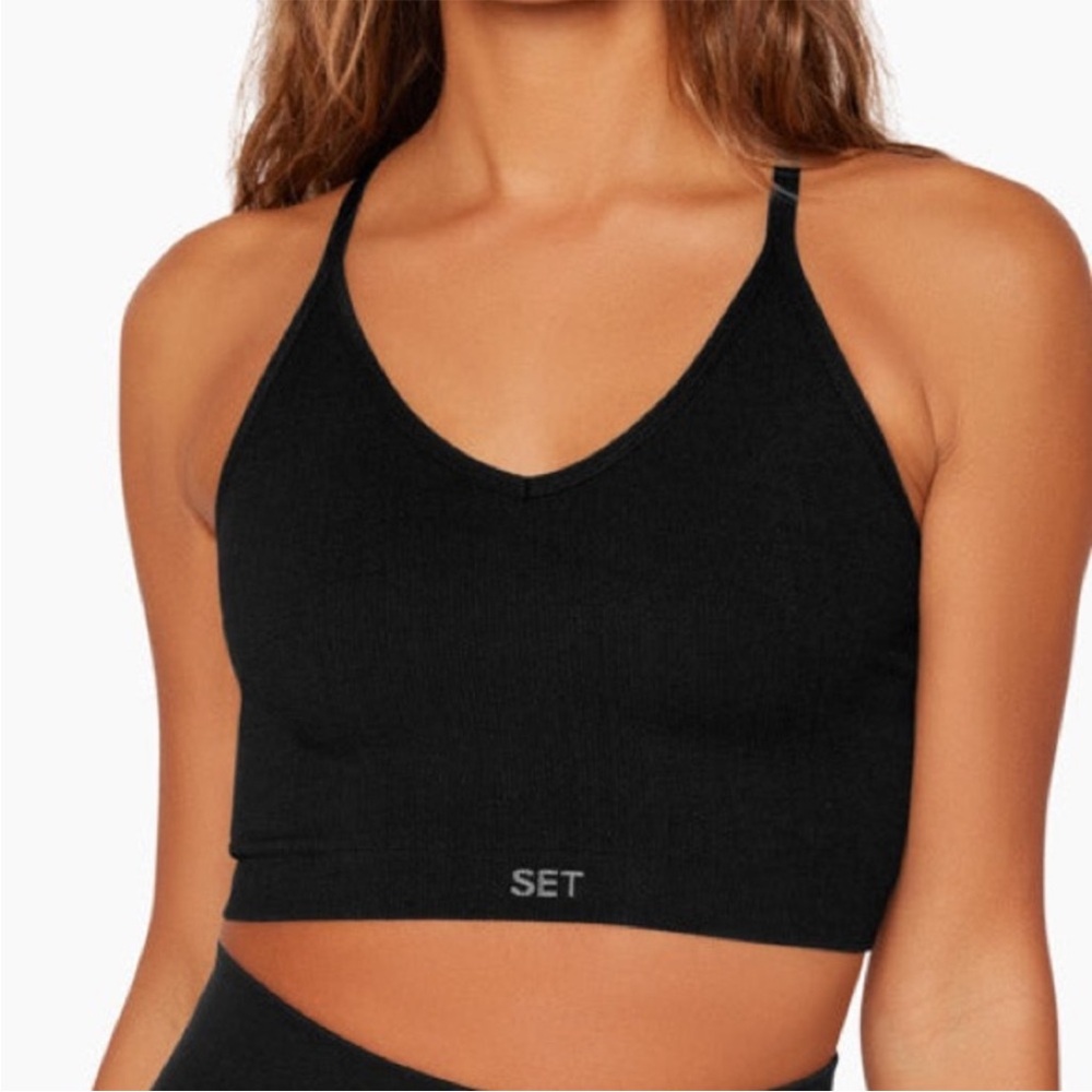 Set Active Black Power Ribbed V Bra